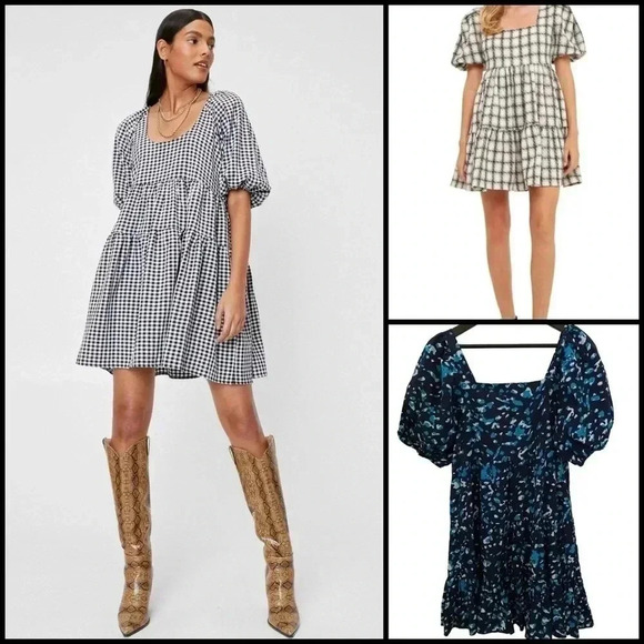 The Golden Globe Puff Sleeve Tiered Baby Doll Dress Size Small - Picture 1 of 8